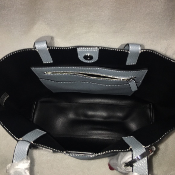 Calvin Klein Rachel Leather Large Tote Blue Mist - Picture 9 of 9